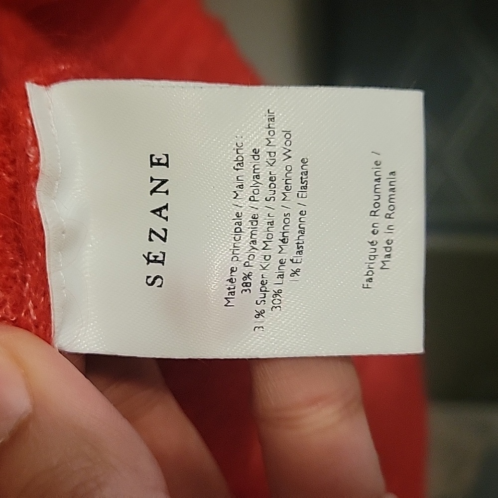 Sezane Red Crewneck Button-Front Sweater - Picture 6 of 9